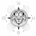lion with sun clouds clock koi fish tattoo design idea