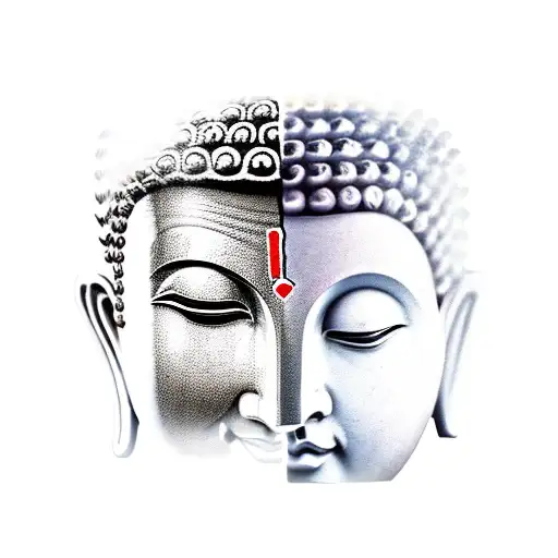 Buddha and Marcus arelius split face tattoo design idea