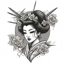 Create a tattoo of a traditional Japanese geisha with a modern anime twist tattoo design idea