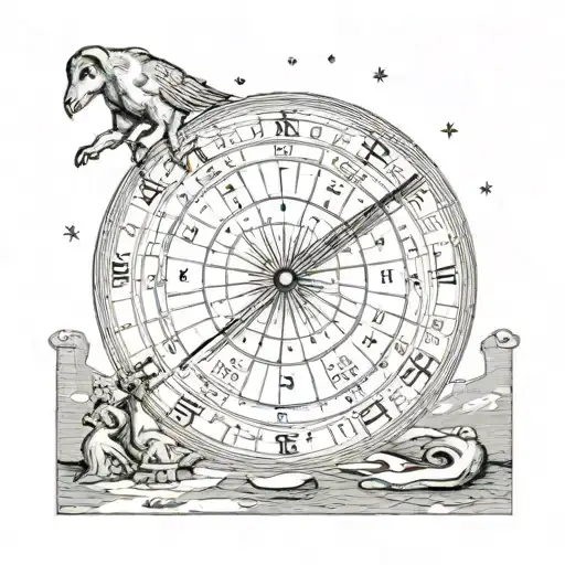 sundial in a full moon tattoo design idea