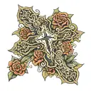 cross made with the Bible quote of Joshua 1:9 bible verse tattoo design idea