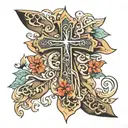 cross made with the Bible quote of Joshua 1:9 bible verse tattoo design idea