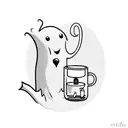 A cute ghost enjoying a cup of tea in a laboratory beaker tattoo design idea