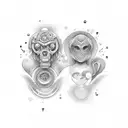 two female symbol signsgns with rainbow colors and a anniversary date tattoo design idea