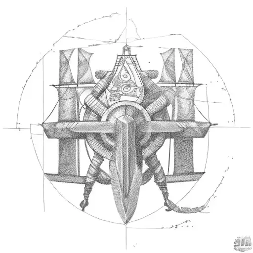 Ship with Theseus, the greek hero aboard tattoo design idea