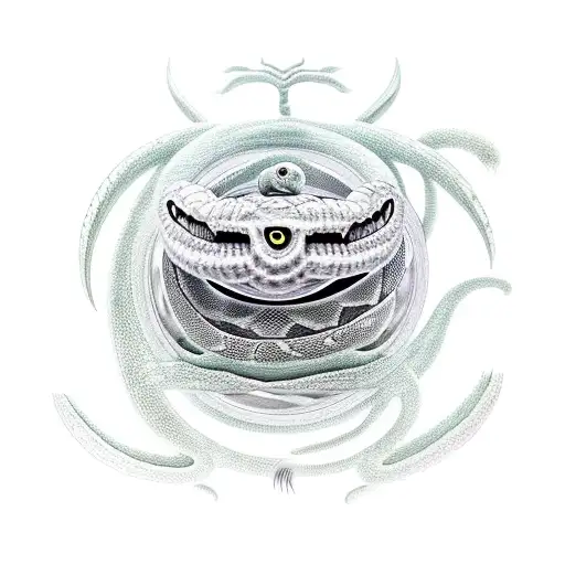 serpent coming out of an orb  tattoo design idea