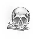 skull with gun and knife tattoo design idea