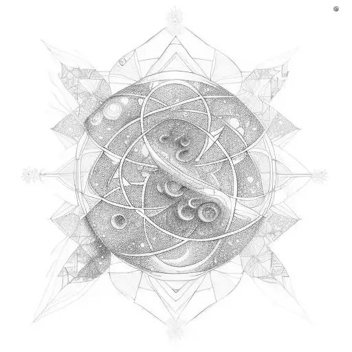 A galaxy filled with intricate drawings inspired by the golden ratio tattoo design idea