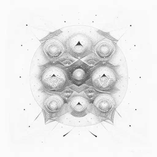 A galaxy filled with intricate drawings inspired by the golden ratio tattoo design idea