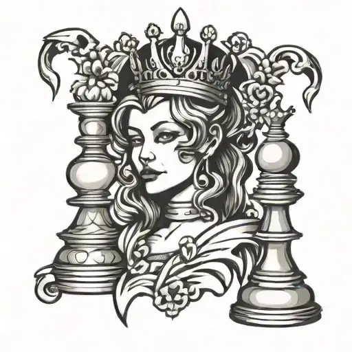 pawn turning into a queen chess piece tattoo design idea