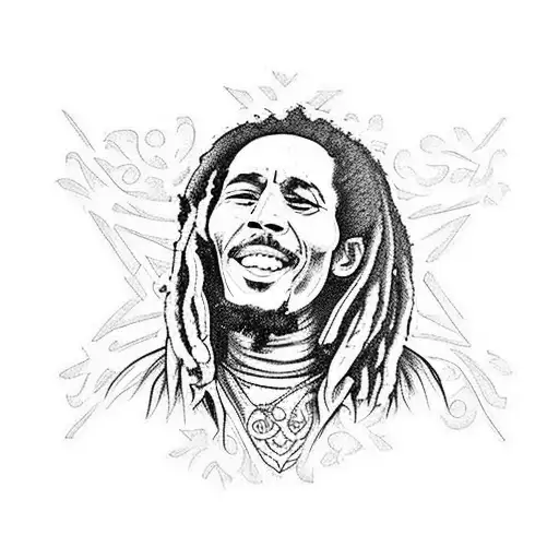 bob marley, three little birds, music notes tattoo design idea