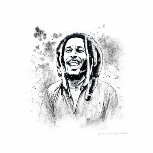 bob marley, three little birds, music notes tattoo design idea