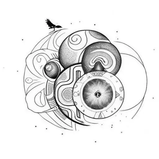 three little birds, bob marley, planets, music notes tattoo design idea