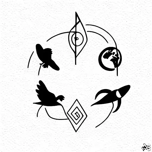 three little birds, bob marley, planets, music notes tattoo design idea