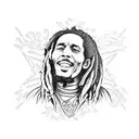 bob marley, three little birds, music notes tattoo design idea