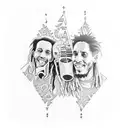 bob marley, three little birds, music notes tattoo design idea