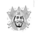 bob marley, three little birds, music notes tattoo design idea