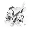 bob marley, three little birds, music notes tattoo design idea