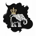 Elephant and crown surrounded by bold tattoo design idea