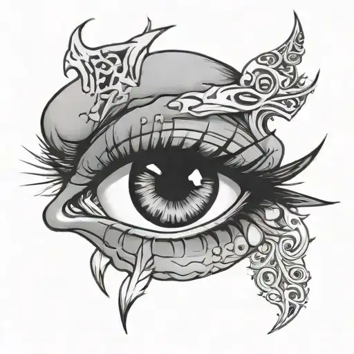 sexy goth chick ahegao face tattoo design idea