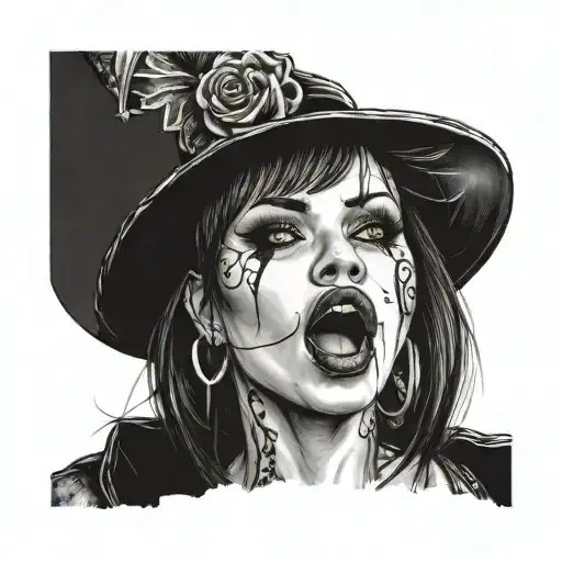 sexy goth chick with tongue out  tattoo design idea