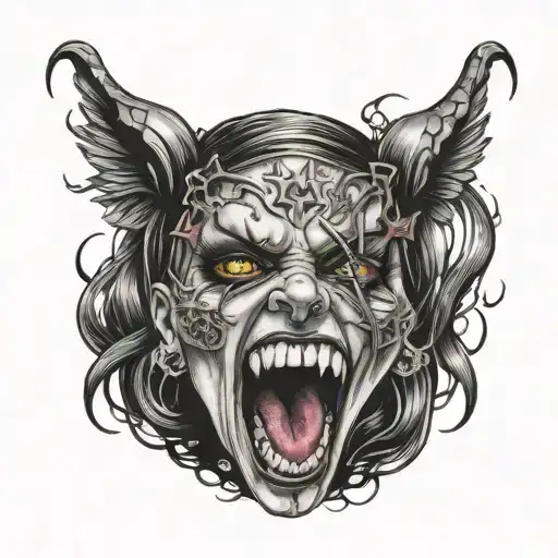 Heavy Metal goth chick with tongue out  tattoo design idea