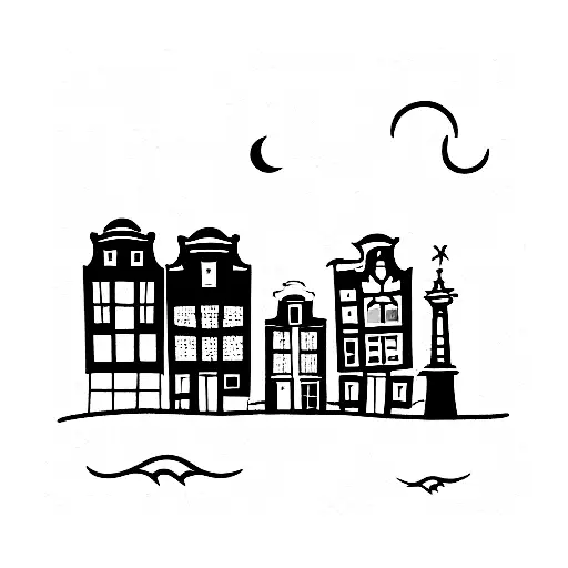 Amsterdam house cute tattoo design idea