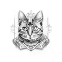 steampunk cat tattoo design idea