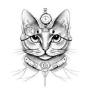 steampunk cat tattoo design idea