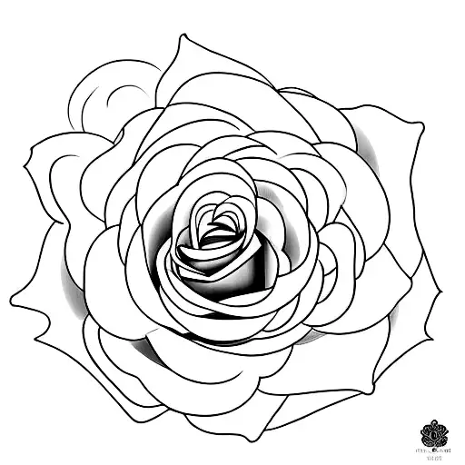 A minimalist design of a rose intertwined with a Bible verse about love tattoo design idea