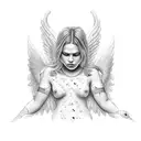 A team lead symbolically depicted as a guardian angel protecting their grand baby tattoo design idea