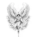 A team lead symbolically depicted as a guardian angel protecting their grand baby tattoo design idea
