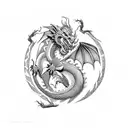 happy dragon tattoo design idea