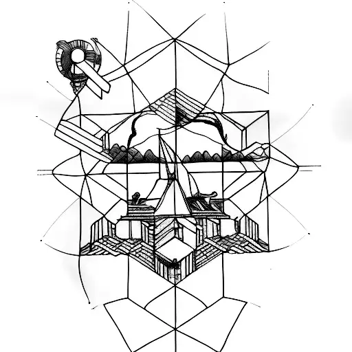 A minimalist tattoo inspired by Leonardo da Vinci's sketches, combining elements of progress and optimism tattoo design idea