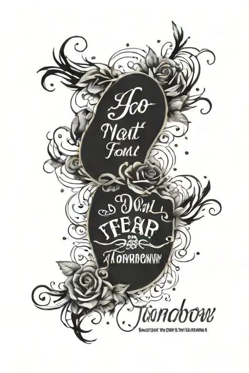 words "I do not and will not fear tomorrow because I feel as though today has been enough" tattoo design idea