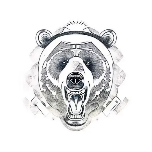 Bear with a Samurai Getup tattoo design idea