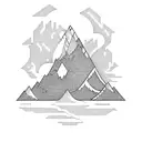 Mountain Scene with waterfall  tattoo design idea