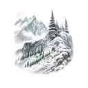 Mountain Scene with waterfall  tattoo design idea