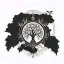 tree of life sephiroth black and white  occult satanic devil symbols  tattoo design idea