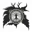 tree of life sephiroth black and white  occult satanic devil symbols  tattoo design idea