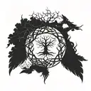 tree of life sephiroth black and white  occult satanic devil symbols  tattoo design idea