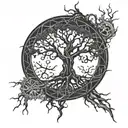 tree of life sephiroth black and white  occult satanic devil symbols  tattoo design idea