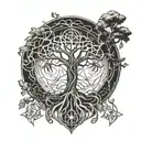 tree of life sephiroth black and white  occult satanic devil symbols  tattoo design idea