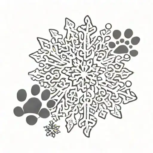paw print, snowflake design featuring tattoo design idea