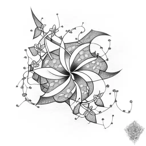 cancer constellation with vines and cherry blossom flower and plumeria flower tattoo design idea