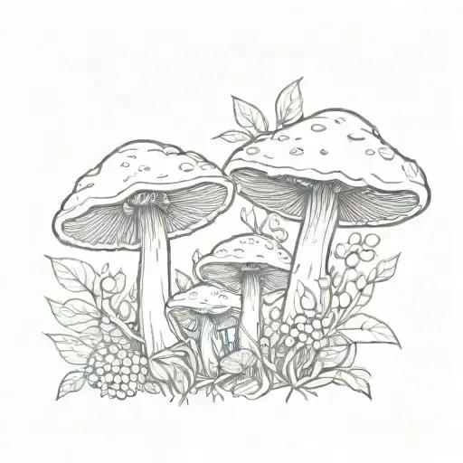 mushroom bush  tattoo design idea