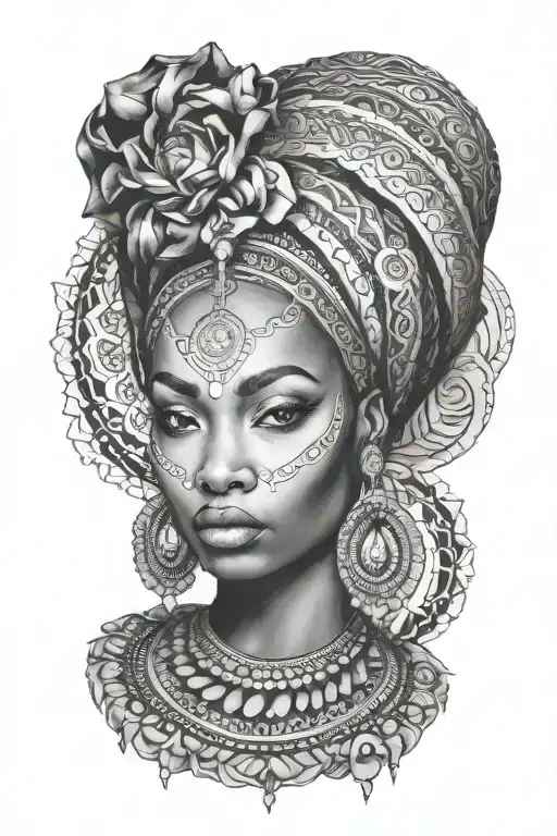 black african goddess beautiful woman  tattoo design idea