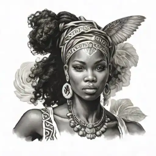 black african goddess beautiful woman  tattoo design idea