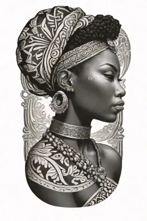 black african goddess beautiful woman  tattoo design idea