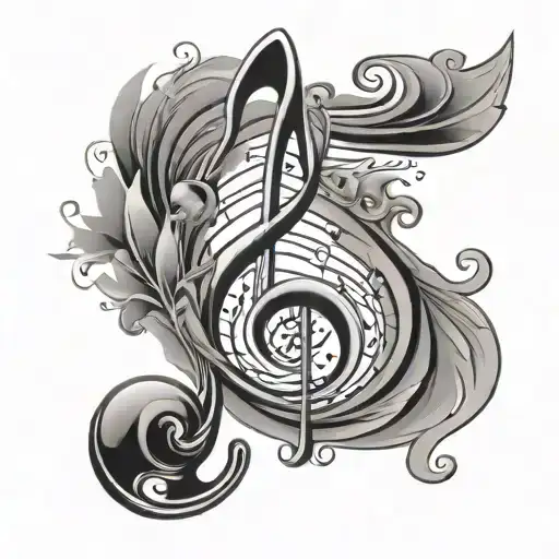two musical notes on a treble clef stave: one G note, one A note  tattoo design idea
